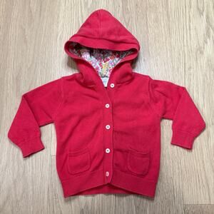 Jacadi Baby Girl Hooded Cardigan - Vibrant Red Size 12 Months
